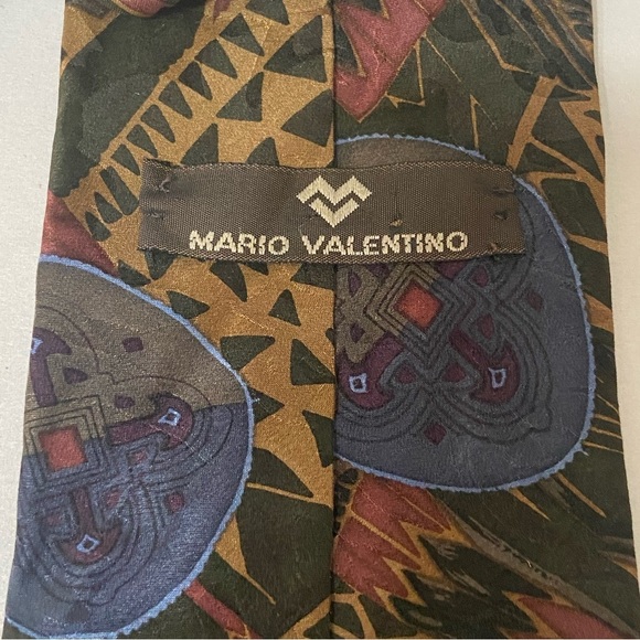 Mario Valentino vintage artsy geometric colorful men's tie EUC silk - Picture 2 of 4